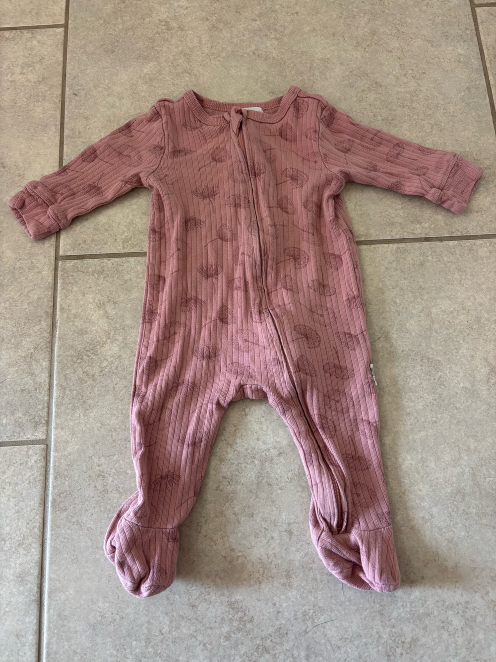 Soft Ribbed Pink Footed One-Piece organic